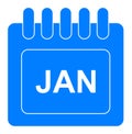 Vector january on monthly calendar blue icon
