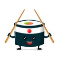 Vector japan ninja sushi with chinese sticks Royalty Free Stock Photo