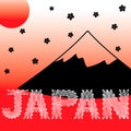 Vector of Japan string art, Fuji mountain, sun, sakura Royalty Free Stock Photo