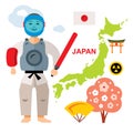Vector Japan Travel Concept. Flat style colorful Cartoon illustration.