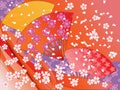 Vector japanese fans, ribbons and flowers