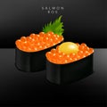 Vector Japanese Fine Dining or Sushi Bar Restaurant Realistic Salmon Roe Sushi Royalty Free Stock Photo