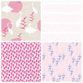 Vector Japanese traditional surface design. Set of hand drawn seamless patterns.