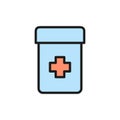 Vector jar of medicine flat color icon. Royalty Free Stock Photo