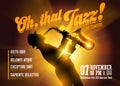 Vector Jazz Horizontal Poster. Silhouette of Saxophone Player. Royalty Free Stock Photo