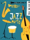 Retro style vector jazz party poster or invitation.