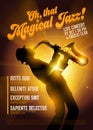 Vector Jazz Poster. Silhouette of Saxophone Player agai