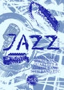 Vector jazz, rock or blues music poster template.