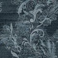 Vector Jeans background with flowers. Denim seamless pattern. Blue jeans fabric. Floral grunge background. Royalty Free Stock Photo