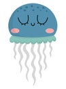 Vector jellyfish icon. Under the sea illustration with cute funny jelly fish. Ocean animal clipart. Cartoon underwater or marine