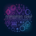 Vector Jewelry round colored outline creative illustration