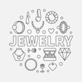 Vector Jewelry round illustration made with outline icons Royalty Free Stock Photo