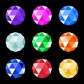 Vector jewels set. Gem stock vector illustration. Gemstones collection of different color Royalty Free Stock Photo