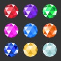 Vector jewels set. Gem stock vector illustration. Gemstones collection of different color Royalty Free Stock Photo