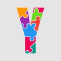 Vector jigsaw color shape puzzle piece letter - Y. Royalty Free Stock Photo