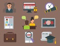 Vector job search icon set computer office concept human recruitment employment work meeting manager