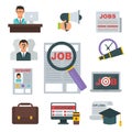 Vector job search icon set computer office concept human recruitment employment work meeting manager Royalty Free Stock Photo