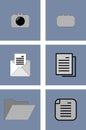 vector journalist office equipment icons set on gray