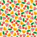 Vector background with composition fruits cherry lemon watermelon