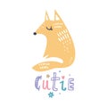 Vector and jpg image, clipart. Little fox baby illustration, unique print for posters, clothes and other