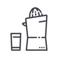 Vector juicer line icon isolated on transparent background.