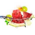 Vector juicy fruits in water