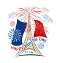 Vector 14 july bastille day paris design with firework