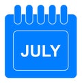 Vector july on monthly calendar blue icon Royalty Free Stock Photo