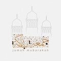 Vector for ``Jumah Mubarakeh`` Friday Mubarak in Arabic and English calligraphy with an Islamic pattern template Royalty Free Stock Photo