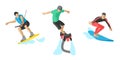 Vector jumping extreme athletes silhouettes illustration life skateboard set speed skydiver skateboarder roller skate Royalty Free Stock Photo