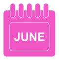 Vector june on monthly calendar pink icon Royalty Free Stock Photo