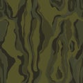 Vector jungle camouflage seamless dark khaki green pattern. Camo background, curved wavy stripped. Military print Royalty Free Stock Photo