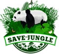 Vector Jungle Emblem with giant panda bear