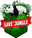 Vector Jungle Emblem with giant panda bear