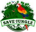 Vector Jungle Emblem with parrot Red Macaw Royalty Free Stock Photo