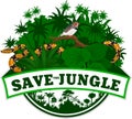 Vector Jungle Emblem with python and Zebra Finch