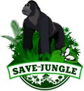 Vector Jungle Emblem with western gorilla