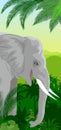 Vector Jungle rainforest vertical baner with elephant