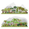 Vector jungle trees collection, tropical jungle flat illustration with palms, rainforest, tropical jungle elements. All Royalty Free Stock Photo