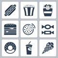 Vector junk food icons set