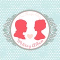 Vector Just married Silhouette in Vintage Frame Royalty Free Stock Photo