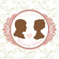 Vector Just married Silhouette in Vintage Frame