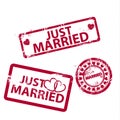 Vector just married stamps