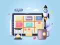 Vector kanban, agile organizer, scrum task board