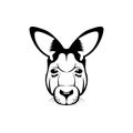 Vector kangaroo head, face for retro hipster logos, emblems, badges, labels template and t-shirt vintage design element. Isolated