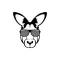 Vector kangaroo head, face for retro hipster logos, emblems, badges, labels template and t-shirt vintage design element. Isolated