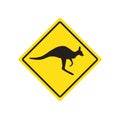 Vector Kangaroo rhombus yellow road sign