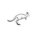 Vector kangaroo silhouette view side for retro logos, emblems, badges, labels template vintage design element. Isolated on white