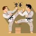 Vector Karate Fight. Flat style colorful Cartoon illustration.