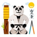 Vector Karate Panda. Flat style colorful Cartoon illustration.